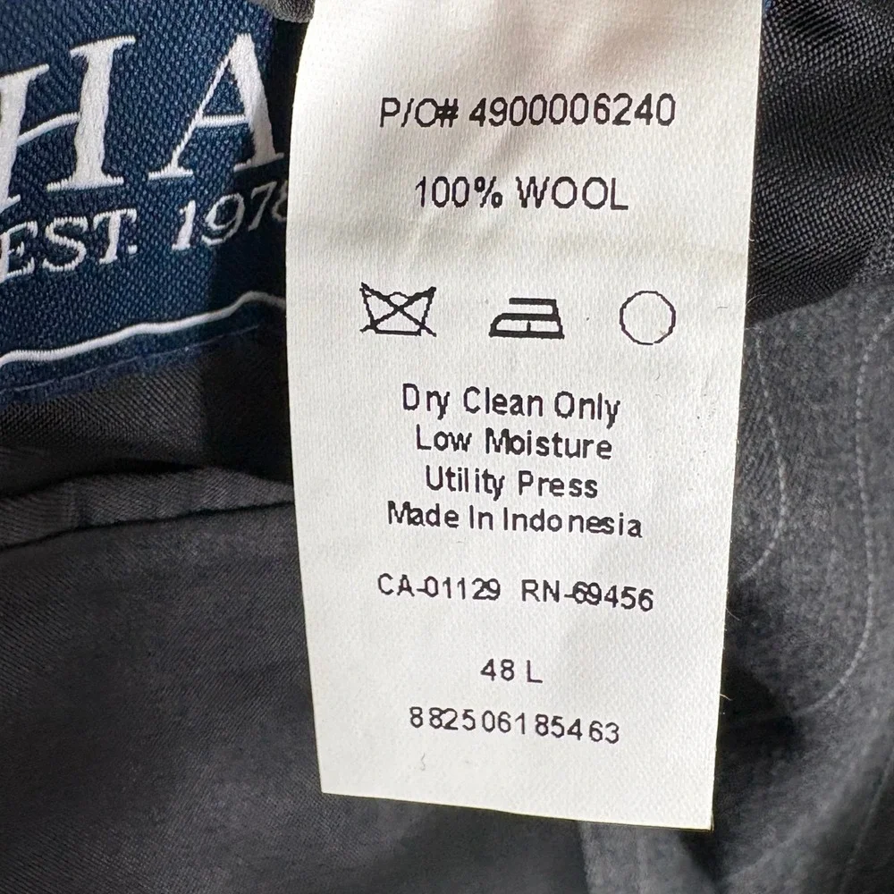 Chaps Mens Gray Pinstripe 100% Wool 2-Piece Suit 48L Jacket 41x30 Pleated‎ Pants